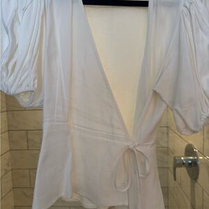 Elegant White Wrap Blouse